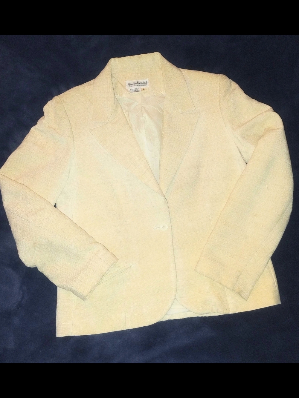 Vintage Diane Von Furstenberg Silk Waist Coat Jacket Size 8 - Picture 1 of 11